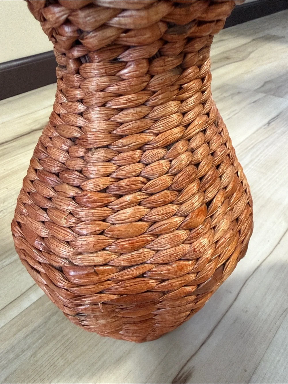 Pair Woven Rattan Vase Baskets Boho Coastal Farmhouse Rustic Home Décor